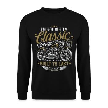 1976 Vintage Vintage Motorcycle Birthday Gift - Unisex Sweatshirt - black - Front - Alina (178cm) & Michal (187cm)