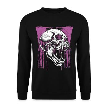 Angry Skull - Unisex Pullover - Schwarz - Vorne - Alina (178cm) & Michal (187cm)