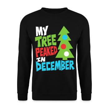 Weihnachtsbaum hatte im Dezember Hochsaison - Unisex Pullover - Schwarz - Vorne - Alina (178cm) & Michal (187cm)