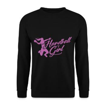 Handball Player Dabbing HandballEr Sport Gift - Unisex Sweatshirt - black - Front - Alina (178cm) & Michal (187cm)