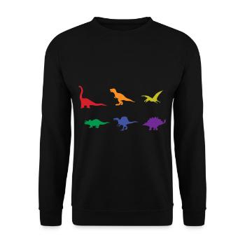 Colorful Dinosaurs T-rex Stegosarus Dinos - Unisex Sweatshirt - black - Front - Alina (178cm) & Michal (187cm)