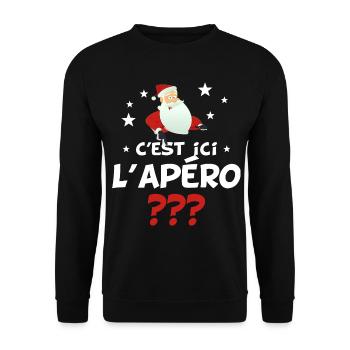 père noël - Sweat-shirt Unisexe - noir - Devant - Alina (178cm) & Michal (187cm)