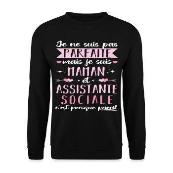 Je suis maman et assistante sociale fête des mères - Sweat-shirt Unisexe - noir - Devant - Alina (178cm) & Michal (187cm)