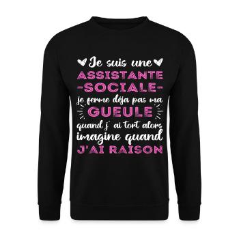 Je suis une assistante sociale humour cadeau - Sweat-shirt Unisexe - noir - Devant - Alina (178cm) & Michal (187cm)