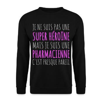Pharmacienne super héroïne humour cadeau - Sweat-shirt Unisexe - noir - Devant - Alina (178cm) & Michal (187cm)