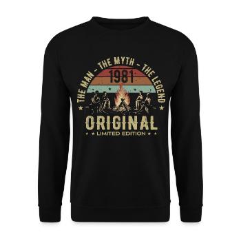 Legendär seit 1981 | 44. Geburtstag der Männer - Unisex Pullover - Schwarz - Vorne - Alina (178cm) & Michal (187cm)