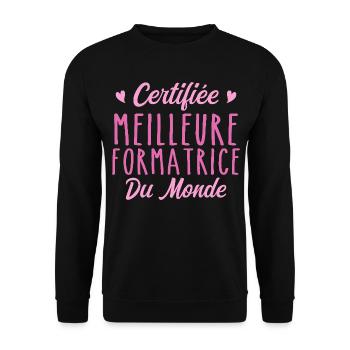 Certifiée meilleure formatrice du monde - Sweat-shirt Unisexe - noir - Devant - Alina (178cm) & Michal (187cm)