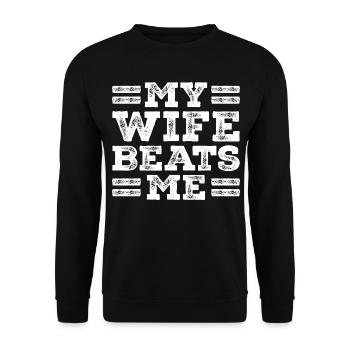 My wife beats me Funny husband and wife gift - Sweat-shirt Unisexe - noir - Devant - Alina (178cm) & Michal (187cm)
