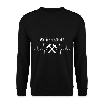 Glück Auf Ruhrpott Ruhrgebiet Geschenk - Unisex Pullover - Schwarz - Vorne - Alina (178cm) & Michal (187cm)