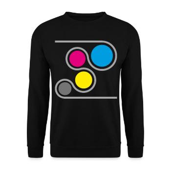 Drucker CMYK Grafik - Unisex Pullover - Schwarz - Vorne - Alina (178cm) & Michal (187cm)