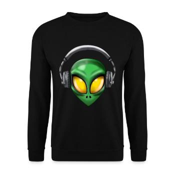 Alien with headphones - Unisex Sweatshirt - black - Front - Alina (178cm) & Michal (187cm)