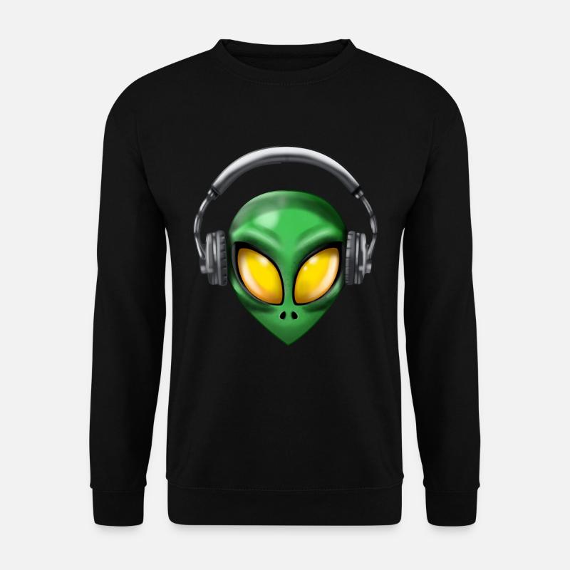 Alien with Headphones - Unisex Pullover - Schwarz