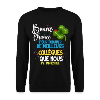 Cadeau Pour Départ D'Un Collègue - Sweat-shirt Unisexe - noir - Devant - Alina (178cm) & Michal (187cm)