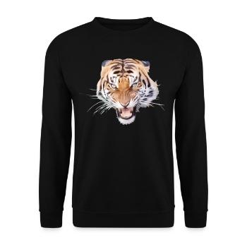 Wild Tiger - Wild Hissing - Wilderness - Unisex Sweatshirt - black - Front - Alina (178cm) & Michal (187cm)