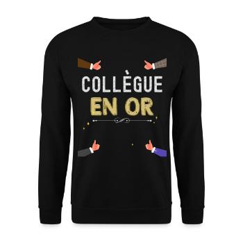 Précieux Collègue En Or Homme Et Femme - Sweat-shirt Unisexe - noir - Devant - Alina (178cm) & Michal (187cm)