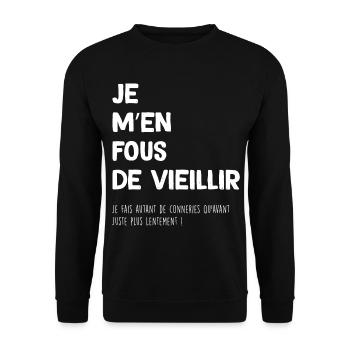 Retraite Citation Humour Anniversaire Papa Maman - Sweat-shirt Unisexe - noir - Devant - Alina (178cm) & Michal (187cm)