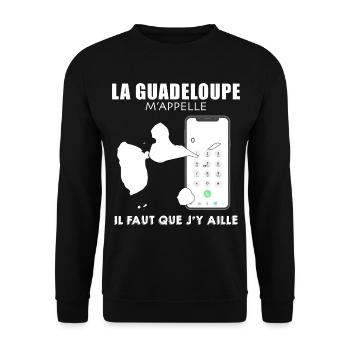 Guadeloupe Au Téléphone cadeau humour - Sweat-shirt Unisexe - noir - Devant - Alina (178cm) & Michal (187cm)