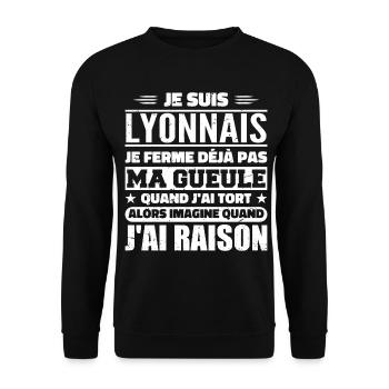 Humour Lyonnais je ne ferme pas ma gueule - Sweat-shirt Unisexe - noir - Devant - Alina (178cm) & Michal (187cm)