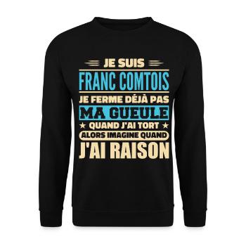 Franche Comtois Ich halte nicht meinen Mund. Franche Comtois - Unisex Pullover - Schwarz - Vorne - Alina (178cm) & Michal (187cm)