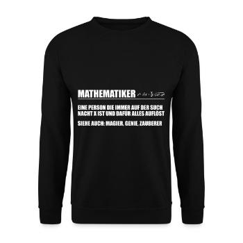 Mathe Student Mathematiker Lehrer Geschenk - Unisex Pullover - Schwarz - Vorne - Alina (178cm) & Michal (187cm)