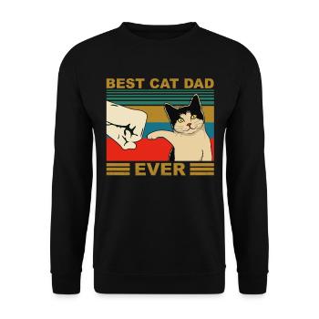Chat Père Père Rétro Poing - Sweat-shirt Unisexe - noir - Devant - Alina (178cm) & Michal (187cm)