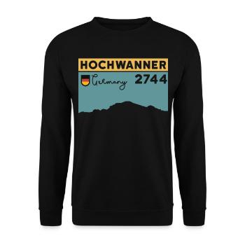 Berg Hochwanner Bergtour Skitour Normalweg Wandern - Unisex Pullover - Schwarz - Vorne - Alina (178cm) & Michal (187cm)