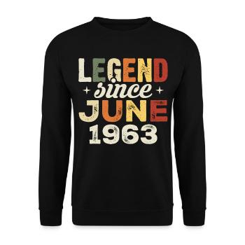 June 1963 Birthday present June 1963 June 1963 - Unisex Sweatshirt - black - Front - Alina (178cm) & Michal (187cm)