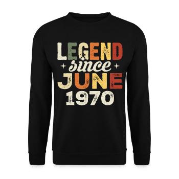 Juni 1970 Geburtstagsgeschenk Juni 1970 Juni 1970 - Unisex Pullover - Schwarz - Vorne - Alina (178cm) & Michal (187cm)