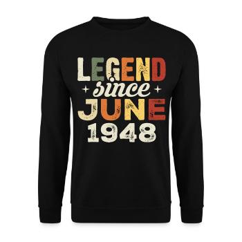 June 1948 Birthday present June 1948 June 1948 - Unisex Sweatshirt - black - Front - Alina (178cm) & Michal (187cm)