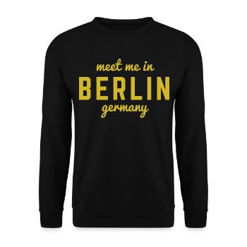 Berlin Deutschland Fan Flagge Design T Shirt - Unisex Pullover - Schwarz - Vorne - Alina (178cm) & Michal (187cm)