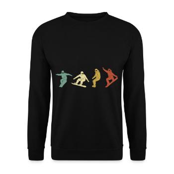 Snowboard Winter Sport Boarder Geschenke - Unisex Pullover - Schwarz - Vorne - Alina (178cm) & Michal (187cm)