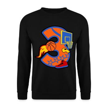 Basketball 3. Geburtstag Party Nummer 3 - 3 Jahre - Unisex Pullover - Schwarz - Vorne - Alina (178cm) & Michal (187cm)