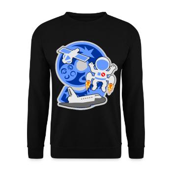 Astronaut 9. Geburtstagsparty Nummer 9 - 9 Jahre - Unisex Pullover - Schwarz - Vorne - Alina (178cm) & Michal (187cm)