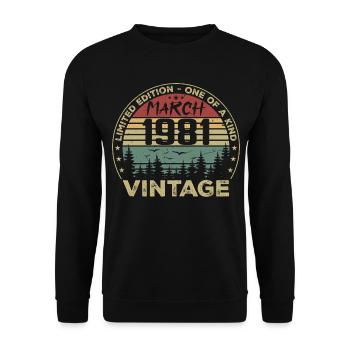 Mars 1981 - Meilleur Cadeau Anniversaire Mars 1981 - Sweat-shirt Unisexe - noir - Devant - Alina (178cm) & Michal (187cm)