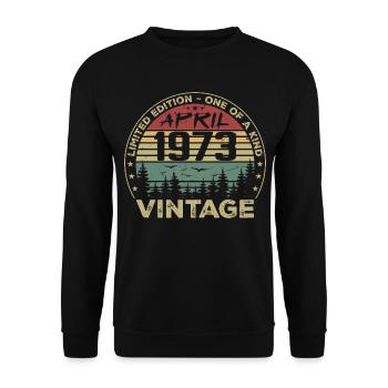 Vintage April 1973 Birthday Gift - Unisex Sweatshirt - black - Front - Alina (178cm) & Michal (187cm)