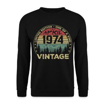 Cadeau Vintage Avril 1974 Anniversaire - Sweat-shirt Unisexe - noir - Devant - Alina (178cm) & Michal (187cm)