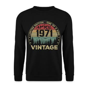 Cadeau Vintage Avril 1971 Anniversaire - Sweat-shirt Unisexe - noir - Devant - Alina (178cm) & Michal (187cm)