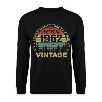 Cadeau Vintage Avril 1962 Anniversaire - Sweat-shirt Unisexe - noir - Devant - Alina (178cm) & Michal (187cm)