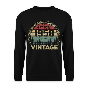 Vintage April 1958 Birthday Gift - Unisex Sweatshirt - black - Front - Alina (178cm) & Michal (187cm)