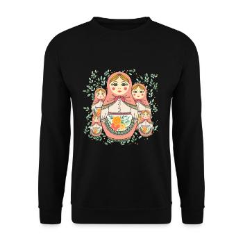 Matroschka Russland Babuschka Puppe - Unisex Pullover - Schwarz - Vorne - Alina (178cm) & Michal (187cm)