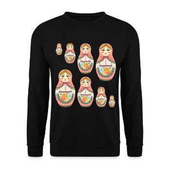 Matroschka Russland Babuschka Puppe - Unisex Pullover - Schwarz - Vorne - Alina (178cm) & Michal (187cm)
