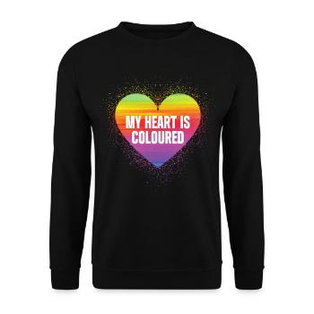 My heart is coloured / LGBTQ Gay Pride Design - Unisex Pullover - Schwarz - Vorne - Alina (178cm) & Michal (187cm)