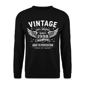 1998 Jahrgang 1998 27. Jubiläum 1998 Retro 1998 - Unisex Pullover - Schwarz - Vorne - Alina (178cm) & Michal (187cm)