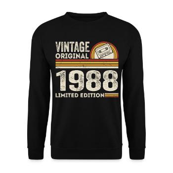 Vintage 1988 Cassette 1988 - 37e anniversaire 1988 - Sweat-shirt Unisexe - noir - Devant - Alina (178cm) & Michal (187cm)