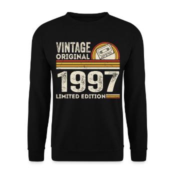Vintage 1997 Cassette 1997 - 28e anniversaire 1997 - Sweat-shirt Unisexe - noir - Devant - Alina (178cm) & Michal (187cm)