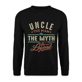 Der Mann Der Mythos Onkel - Unisex Pullover - Schwarz - Vorne - Alina (178cm) & Michal (187cm)