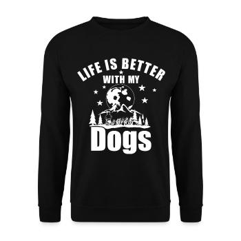 La vie est meilleure avec mes chiens de traîneau - Sweat-shirt Unisexe - noir - Devant - Alina (178cm) & Michal (187cm)
