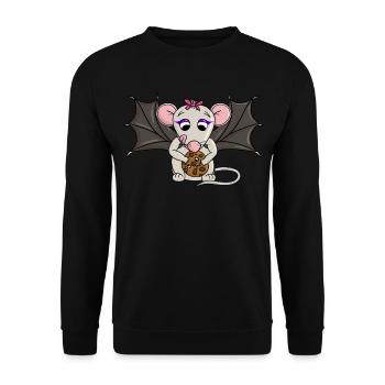 Une souris chauve-souris trouve un cookie à l’Halloween - Sweat-shirt Unisexe - noir - Devant - Alina (178cm) & Michal (187cm)
