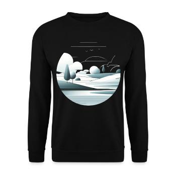 Minimalistische Landschaft - Unisex Pullover - Schwarz - Vorne - Alina (178cm) & Michal (187cm)