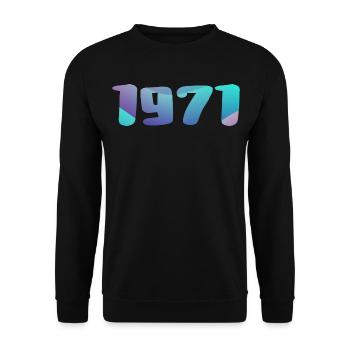 Cadeau Anniversaire 1971 Millésime 1971 Rétro 1971 - Sweat-shirt Unisexe - noir - Devant - Alina (178cm) & Michal (187cm)